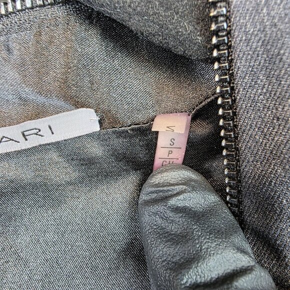 T Tahari Dress Womens Small Gray Black Zip Front Shift Mixed Media F1RM1604 - Picture 3 of 11